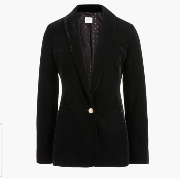 NWT J. Crew Velvet one-button blazer Black  Size 2 - Picture 1 of 3